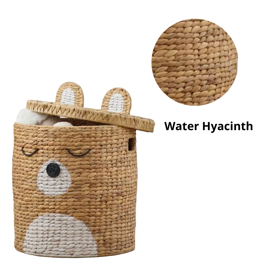 Water Hyacinth Cute Bear Storage Basket KWAB07